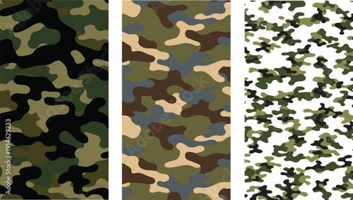 Set of three different camouflage patterns , vector illustration