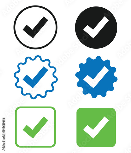 Set of colorful checkmark icons , vector illustration