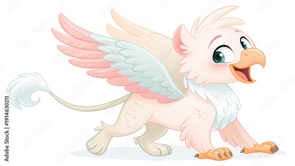 Fototapeta premium Cute baby lion character with fairy wings 