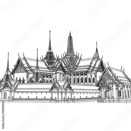 Intricate temple complex with multiple spires and ornate traditional architecture.