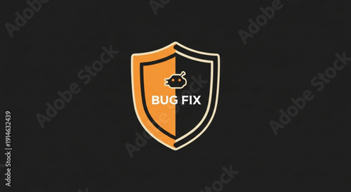 Shield logo with bug icon for bug fix and protection services