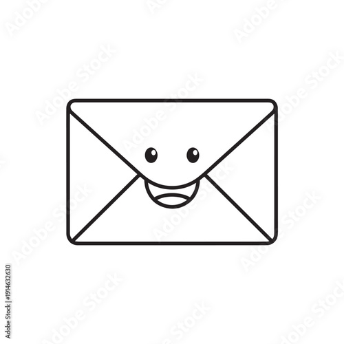 Cheerful envelope icon representing mail, messaging, and communication in a friendly vector illustration.