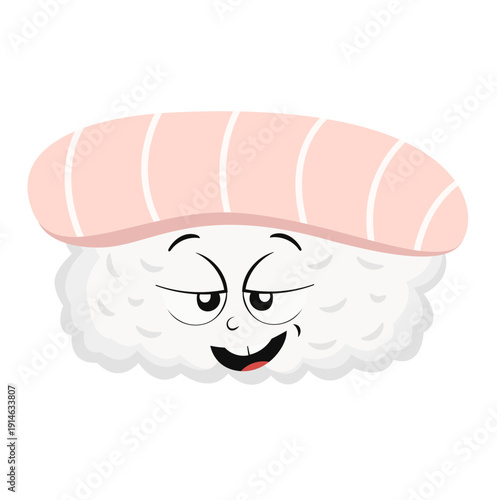 Cute Cartoon Guranavi Sushi Character with Smirk Face Illustration Isolated on White Background