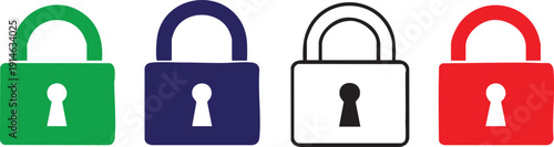 Colorful padlock in green blue black and red