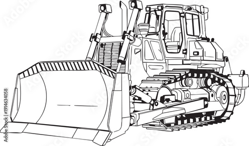Bulldozer machine with large blade and tracks construction heavy equipment