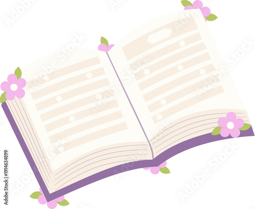 Open Quran Illustration with Floral Elements, Quran Illustration