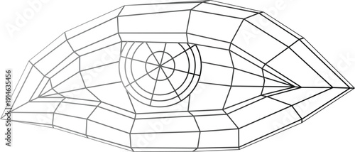 Abstract Wireframe Human Eye Icon – Futuristic Digital Vision Technology Vector Illustration.Low Poly Wire Frame Eye Symbol – Artificial Intelligence Cyber Security Vision Concept Icon Design