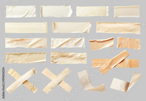 Various Beige Adhesive Tape Strips Element Set