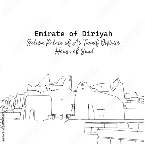 Saudi Founding Day Illustration with Emirate of Diriyah Landmark