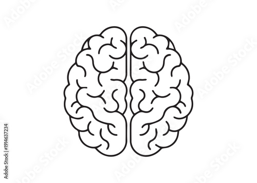 Human Brain Icon Minimal Outline Line Art Vector Illustration for Medical and Intelligence Concept Design