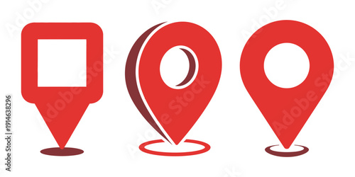 Location Pointer Icon, flat style red location pin symbol, map navigation marker