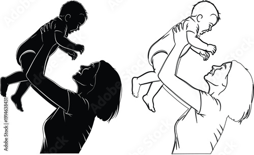 Children playing and interacting with a dog in a playful manner