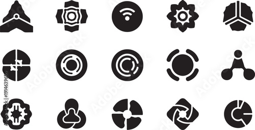 Collection of modern technology and innovation icons in black
