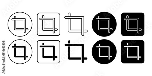 Crop Tool Line Icon Minimal Outline Collection for Image Editing