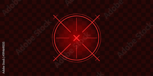 Crosshair Hud red. Neon glowing light and laser tech icons. Various styles for futuristic game interface. Set of simple Vector icons.