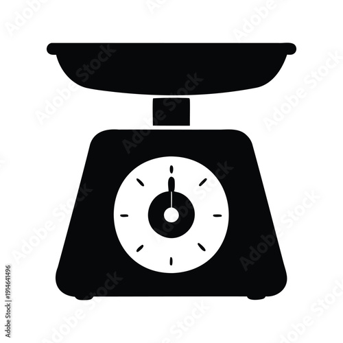 Black and white kitchen scale dial design silhouette vector illustration, kitchen scale silhouette vector illustration