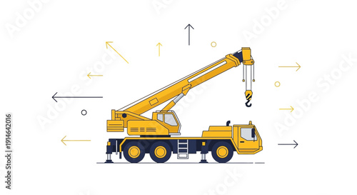 Heavy Lifting Construction Vehicle Mobile Crane Illustration
