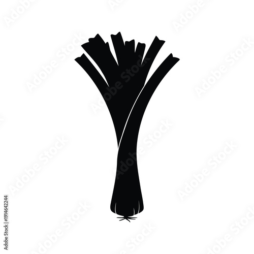 Silhouette of asparagus bunch intricate details and elegant design vector illustration, leek silhouette vector illustration