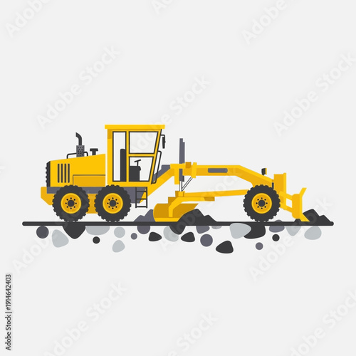 Heavy Machinery Road Grader Industrial Construction Vehicle Illustration