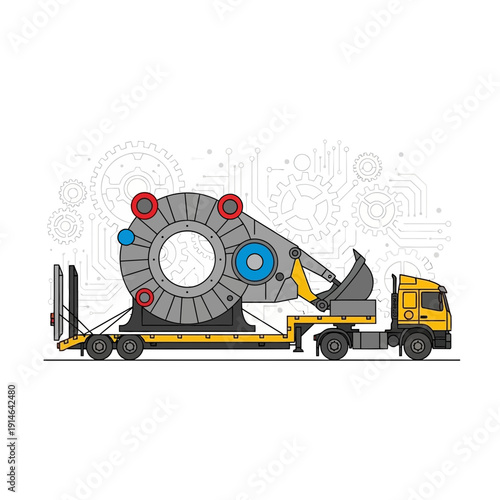 Heavy Machinery Transportation Large Industrial Component Via Truck