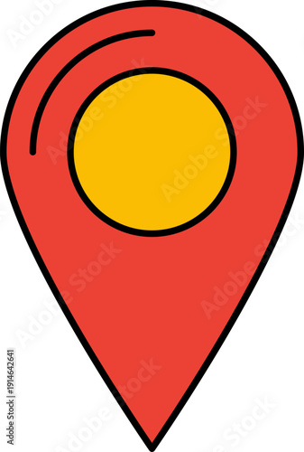 Stylized navigation icon set with map pin and arrow pointer