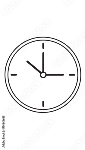 Minimal round clock icon with simple lines and time indications.