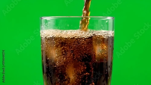 Wallpaper Mural Pouring dark soda or cola into glass green screen Torontodigital.ca