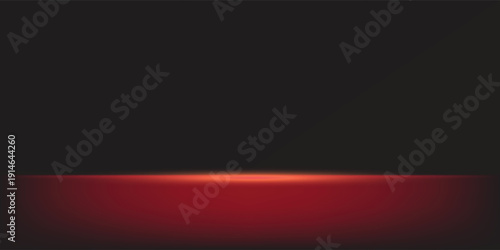Red studio background. Abstract limbo podium studio room. Dark red gradient wall floor and spotlight scene. Showcase, promotion display. Vector stage mockup illustration eps 10.