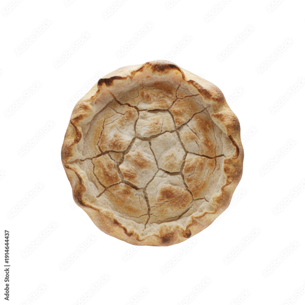 Obraz premium Rustic Baked Flatbread with Cracked Crust Top View