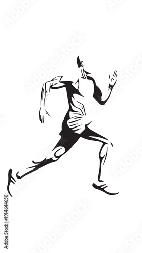 Dynamic silhouette of a running athlete in mid stride conveying motion and speed.