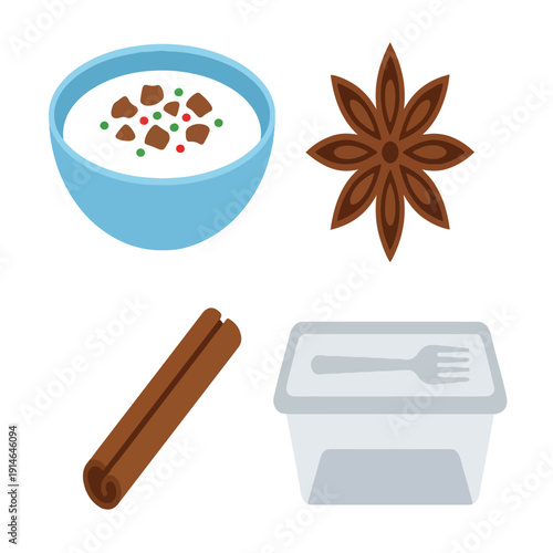 Bubur Lambuk Spiced Rice Porridge Food Icon Set