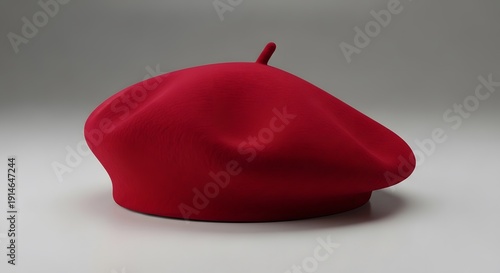 A vibrant red beret on a plain background