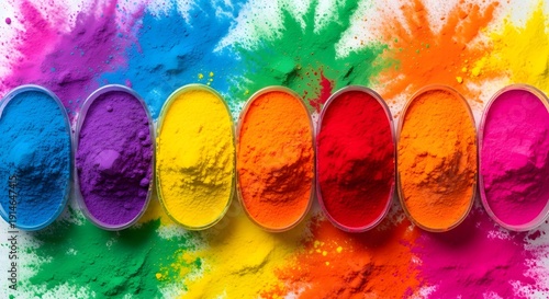 Vibrant holi colors in oval shapes