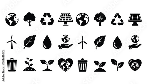 Eco-friendly earth day icons collection