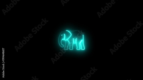 Glowing neon elephant outline in blue on black background glowing elephant blue neon animal neon sign