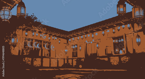 Traditional wooden house with intricate architectural details under clear sky.