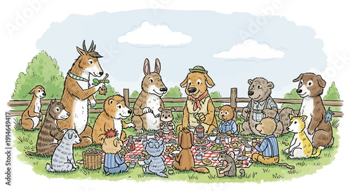 Animal Friends Gather for a Musical Performance.