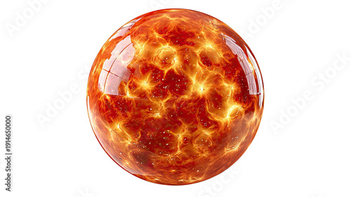 Fiery Orb: A mesmerizing close-up of a glowing orb, radiating intense heat and energy, presenting a visual spectacle of cosmic beauty and power.