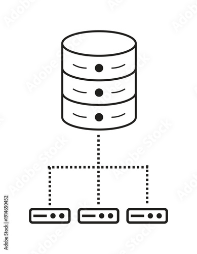 Server cluster with master and replica servers vector illustration. 