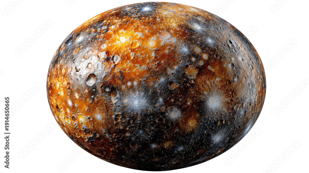 Fototapeta premium Cosmic Orb: A detailed depiction of a celestial body, showcasing intricate textures and vibrant colors. Explore the wonders of space and the universe through this captivating image.