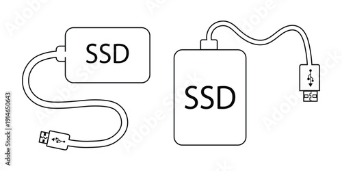 External SSD icon solid state drive vector illustration. 