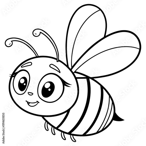 A cute cartoon bee with big eyes and a smile