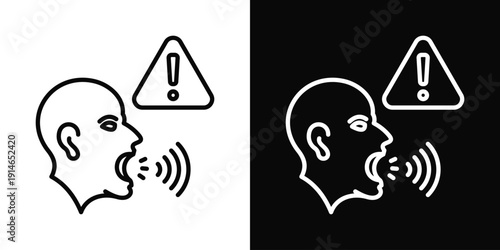Shouting Match Icon White And Black Background Style
