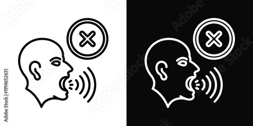 Disrespectful Talk Icon White And Black Background Style
