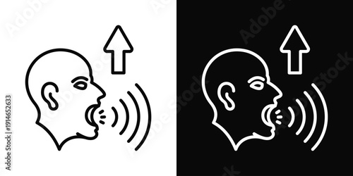 Raising Voice Icon White And Black Background Style