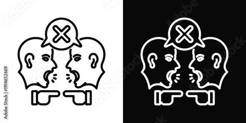 Hostile Dialogue Icon White And Black Background Style