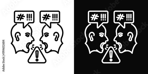 Rude Comment Icon White And Black Background Style