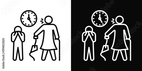 Parent-Teen Dispute Icon White And Black Background Style