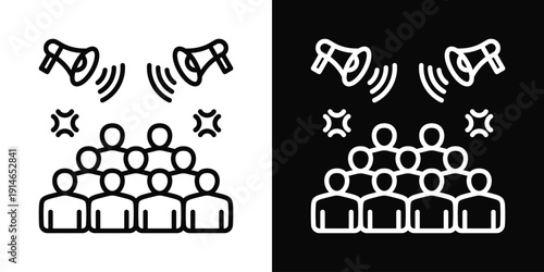 Group Shouting Icon White And Black Background Style