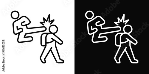 Verbal Retaliation Icon White And Black Background Style